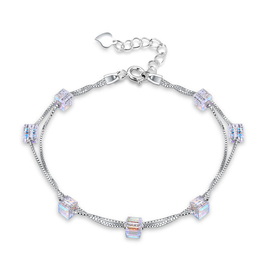 crystal bracelet from Austria with a minimalist design for women. 925 sterling silver sugar bracelet