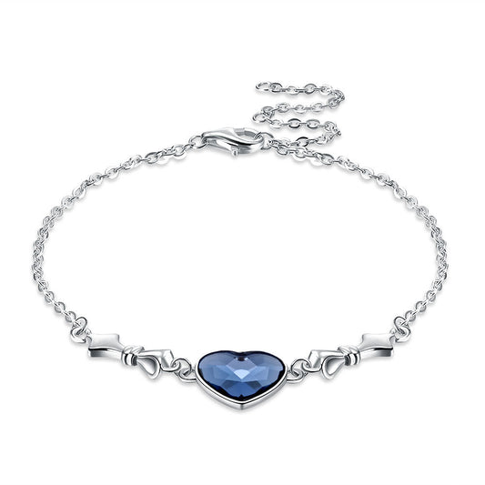 Crystal Women's Fashion S925 sterling silver heart shaped love bracelet