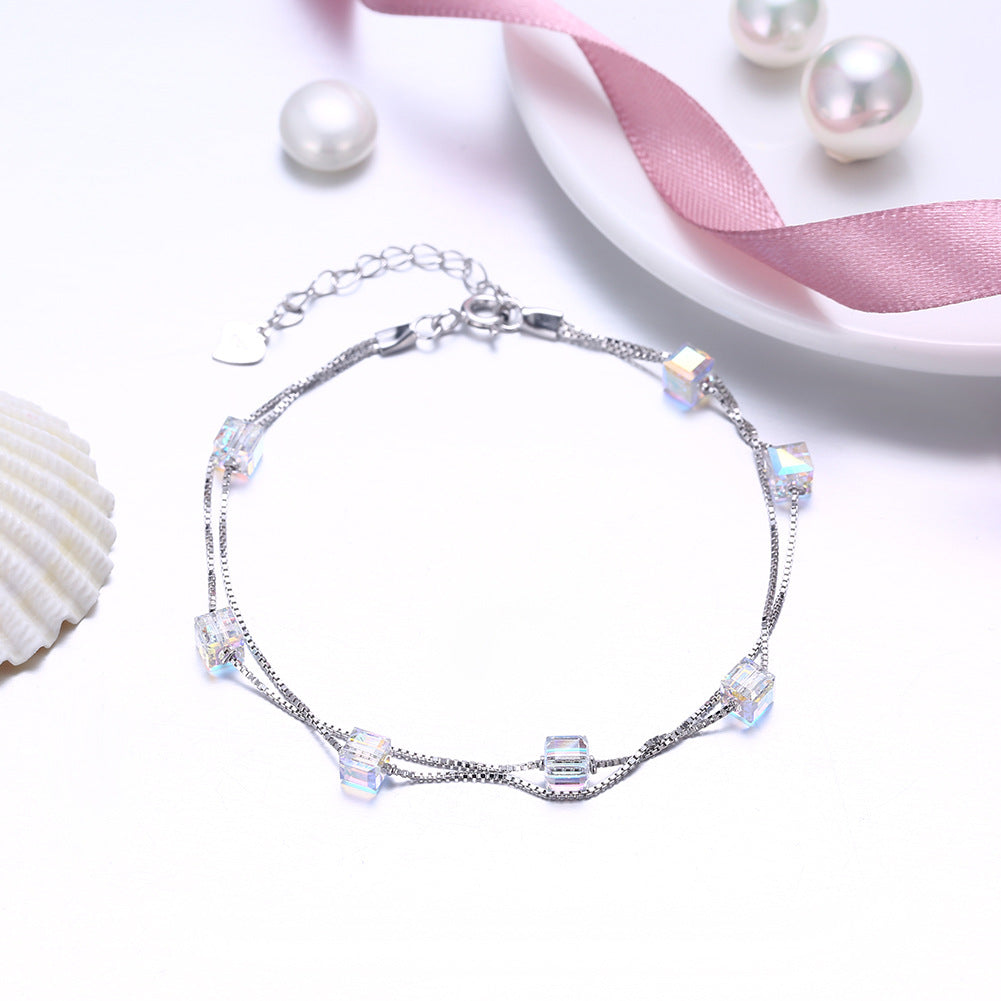 crystal bracelet from Austria with a minimalist design for women. 925 sterling silver sugar bracelet