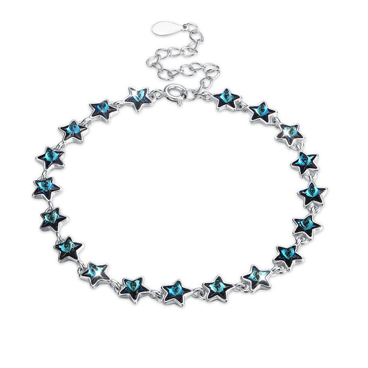 Austrian crystal bracelet female simple s925 sterling silver star shape jewelry