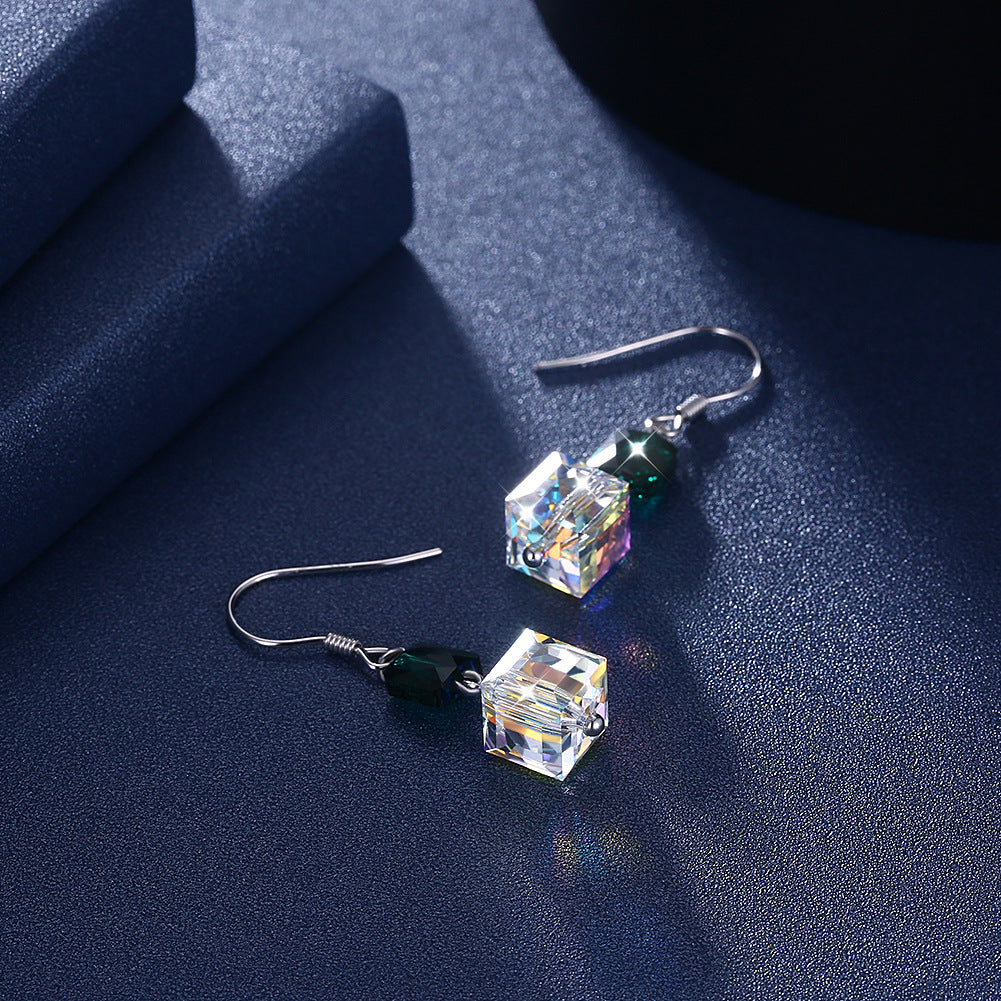 Crystal earrings from Austria, women's fashion sterling silver 925 long crystal earrings