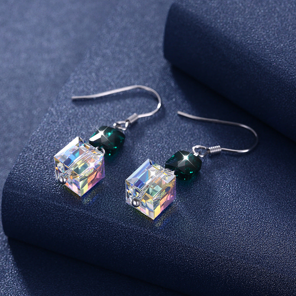 Crystal earrings from Austria, women's fashion sterling silver 925 long crystal earrings