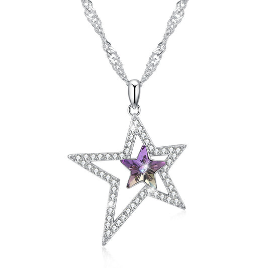 hot sale Austrian crystal necklace women's s925 sterling silver luxury star necklace