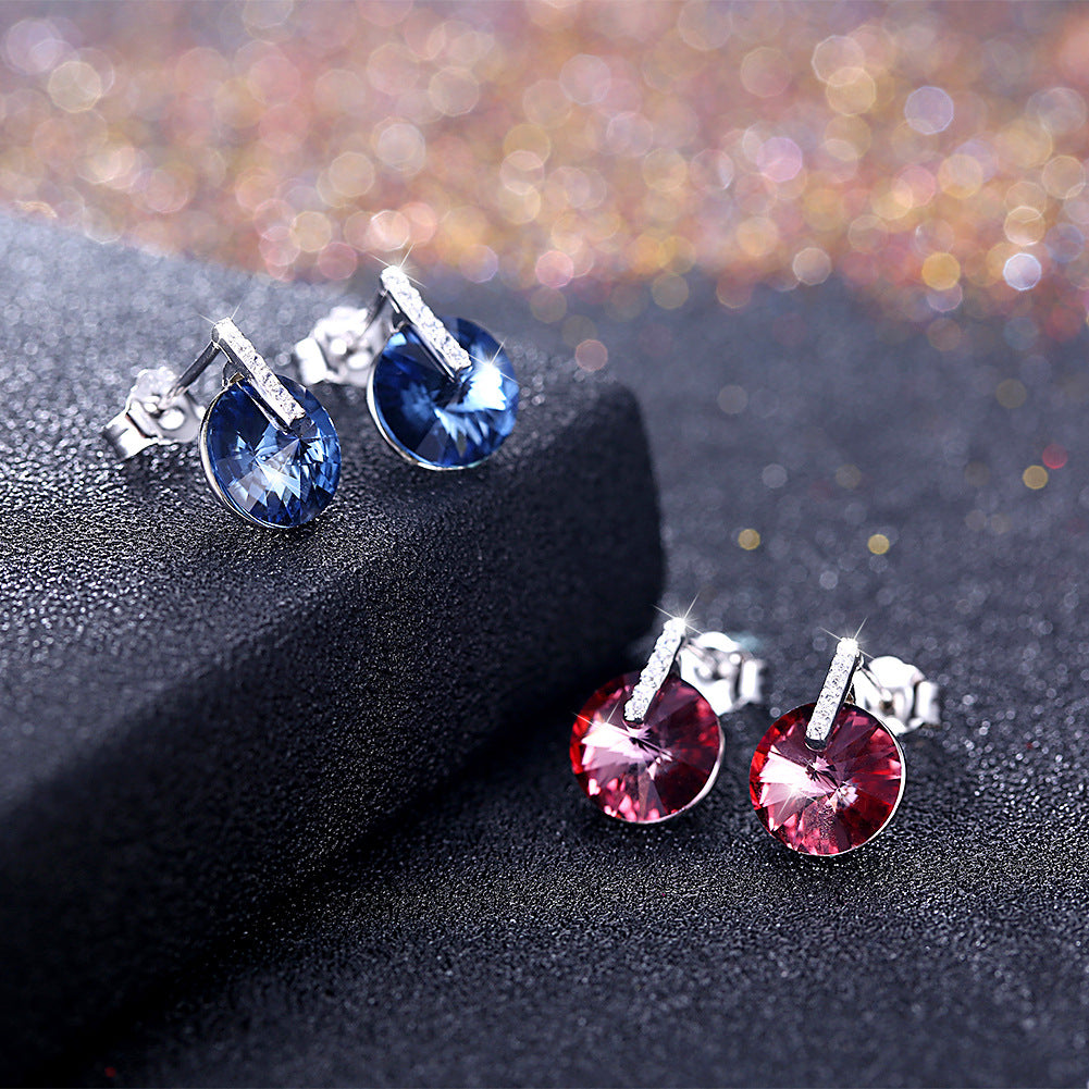 Crystal 925 Sterling Silver Fashion Earrings Studs