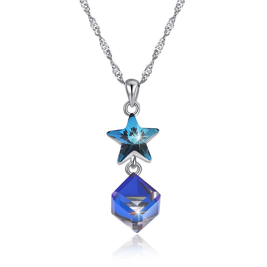 Austrian crystal necklace women's s925 sterling silver star women's pendant