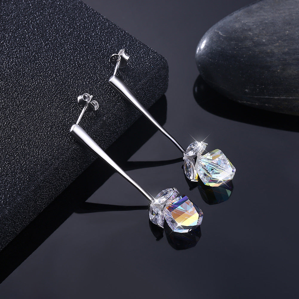 Austrian crystal simple earrings women's sterling silver 925 tassel earrings