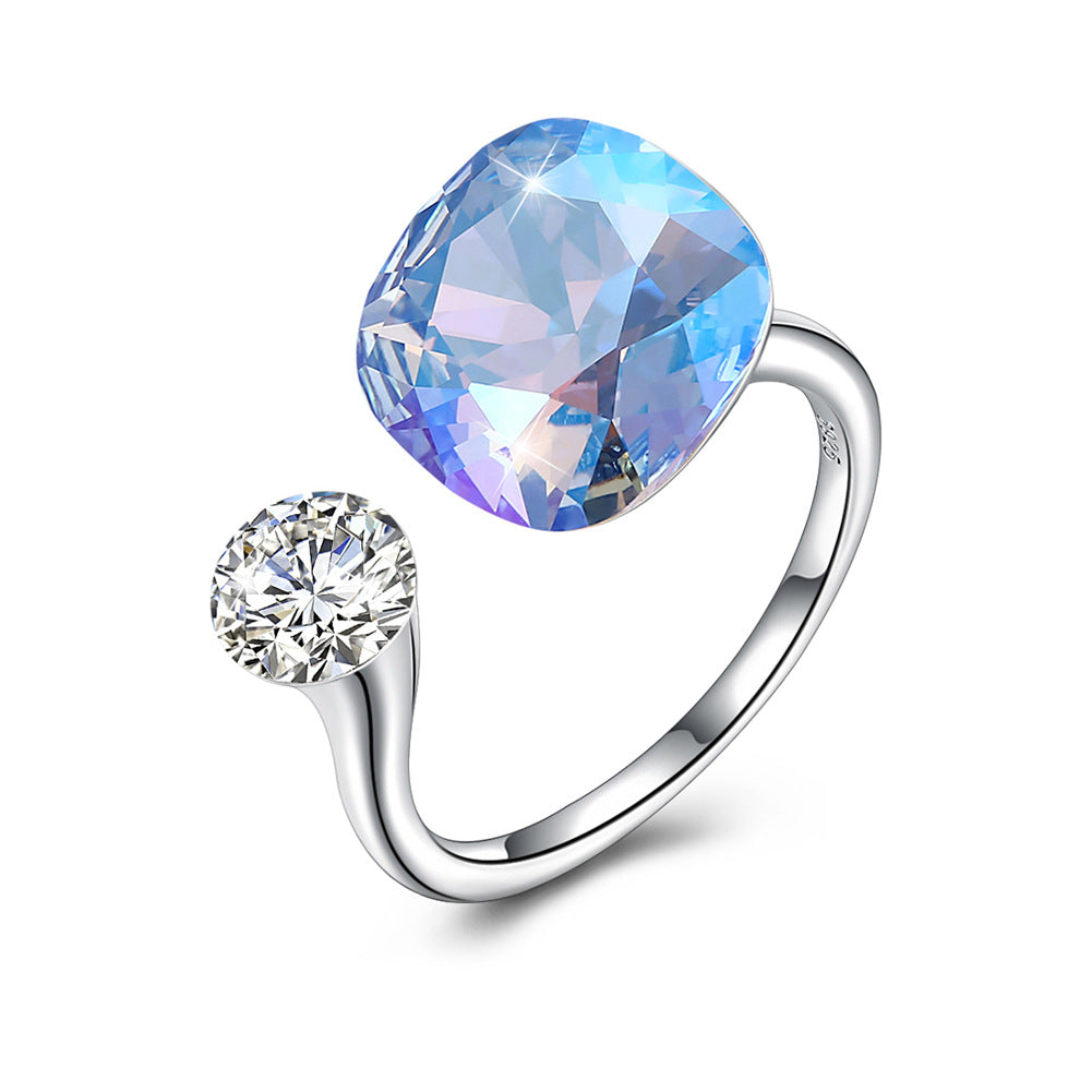 Creatively designed the open Austrian crystal ring 925 sterling silver jewelry