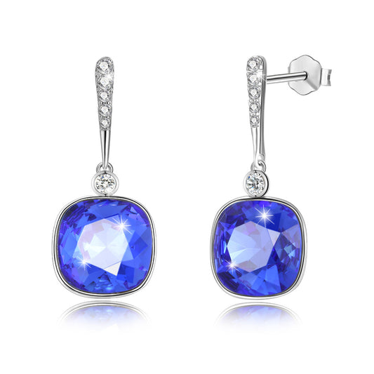 Sterling Silver 925 Personalized Versatile Crystal Earrings, trendy crystal jewelry
