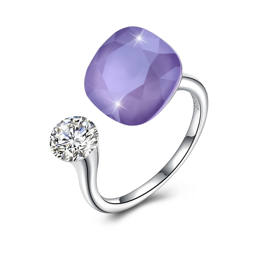 Creatively designed the open Austrian crystal ring 925 sterling silver jewelry