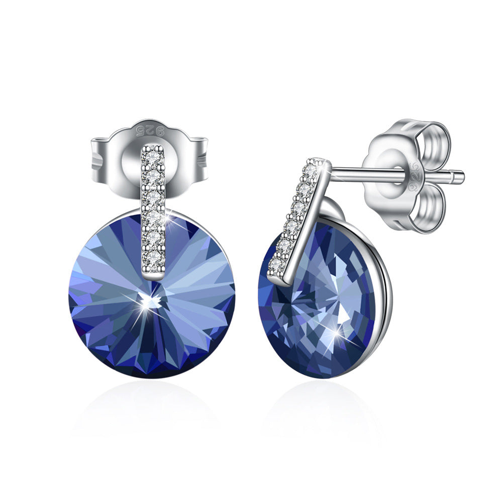 Crystal 925 Sterling Silver Fashion Earrings Studs