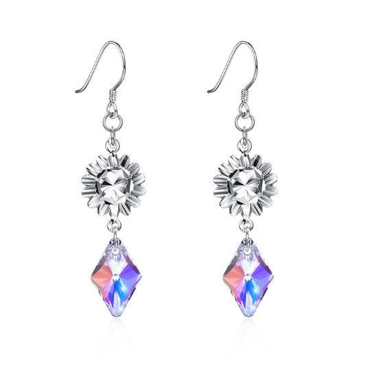 Austrian crystal earrings with retro style sterling silver 925 dangle earrings