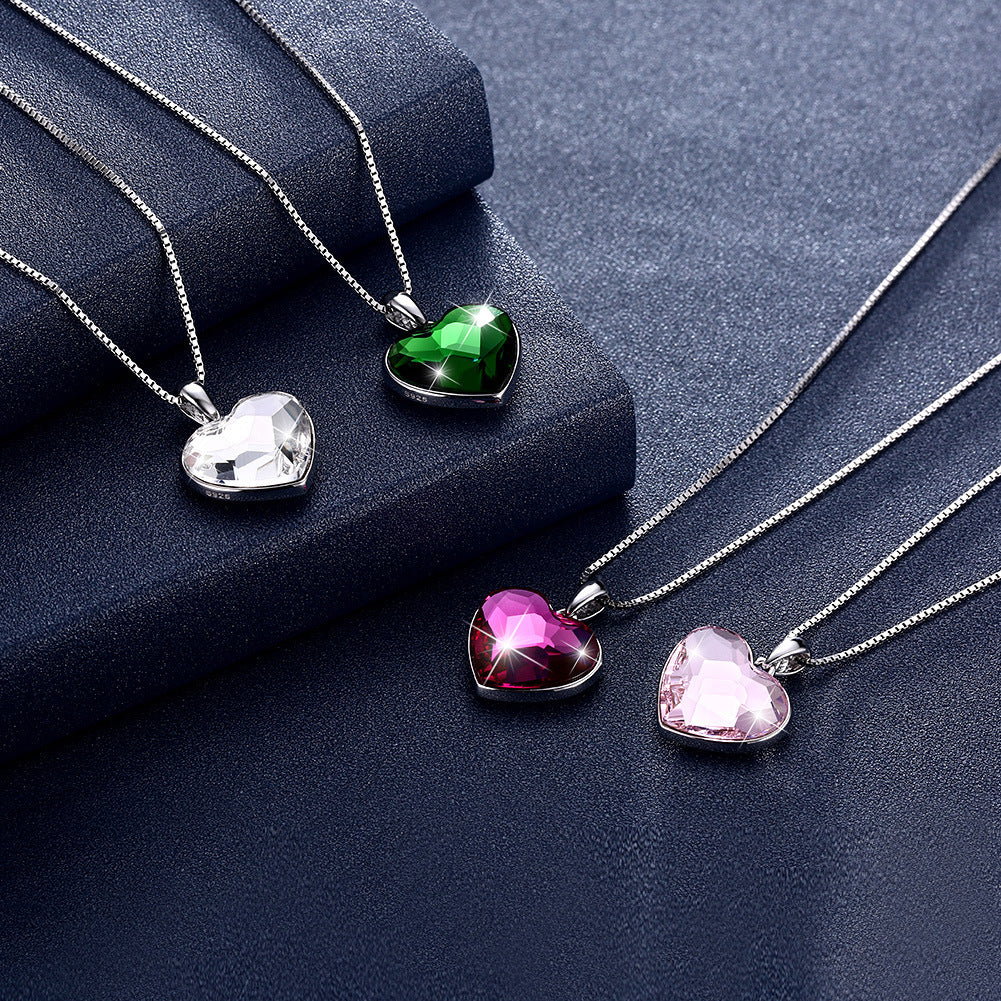 Crystal silver s925 necklace with heart love pendant