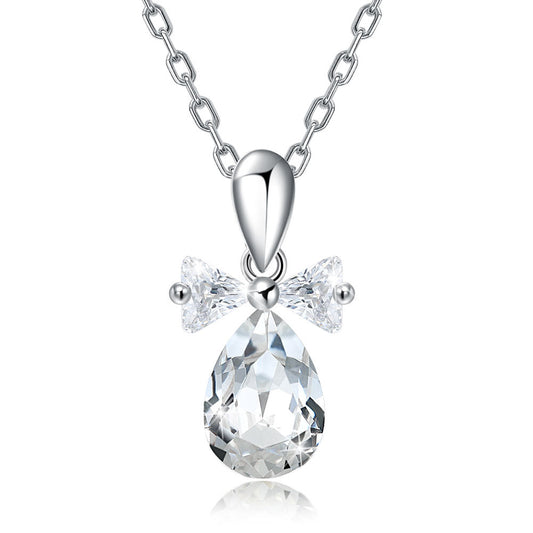 Cross border hot selling Austrian crystal water drop 925 sterling silver pendant collarbone chain