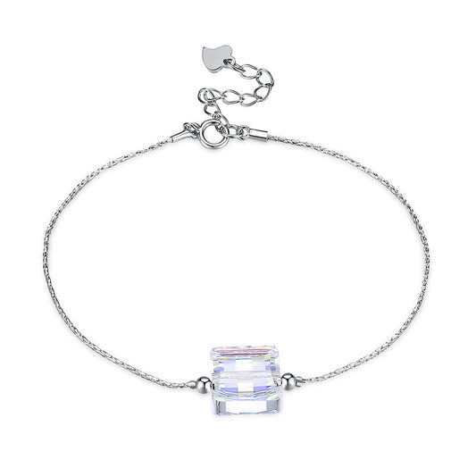 Austrian Crystal 925 Sterling Silver Bracelet for Women Square fashion jewelry