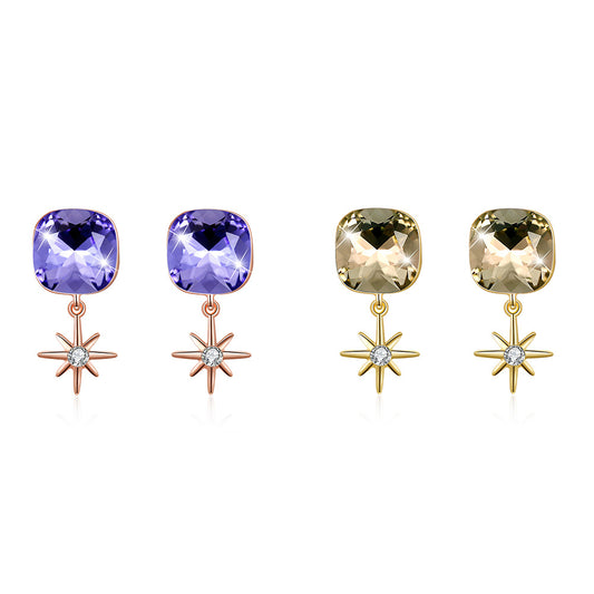 Austrian crystal luxury s925 sterling silver star earrings