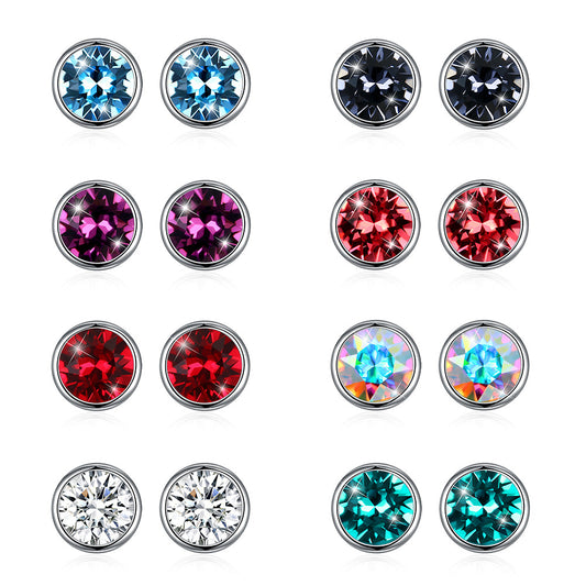 Original Austrian elements crystal earrings for women , 925 sterling silver earrings