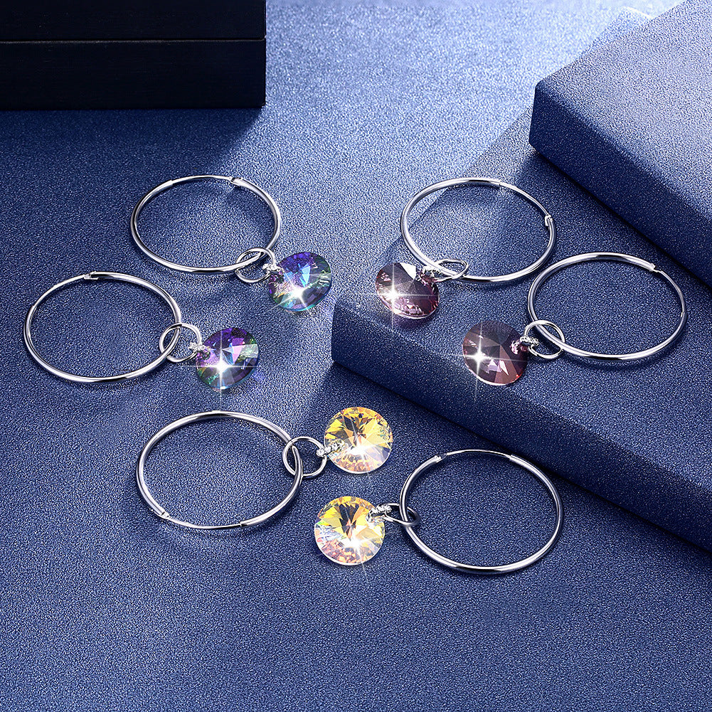 Crystal s925 sterling silver earrings, female luxury earrings