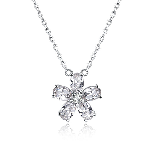 Hot sale Austrian crystal necklace women's s925 sterling silver flower necklace