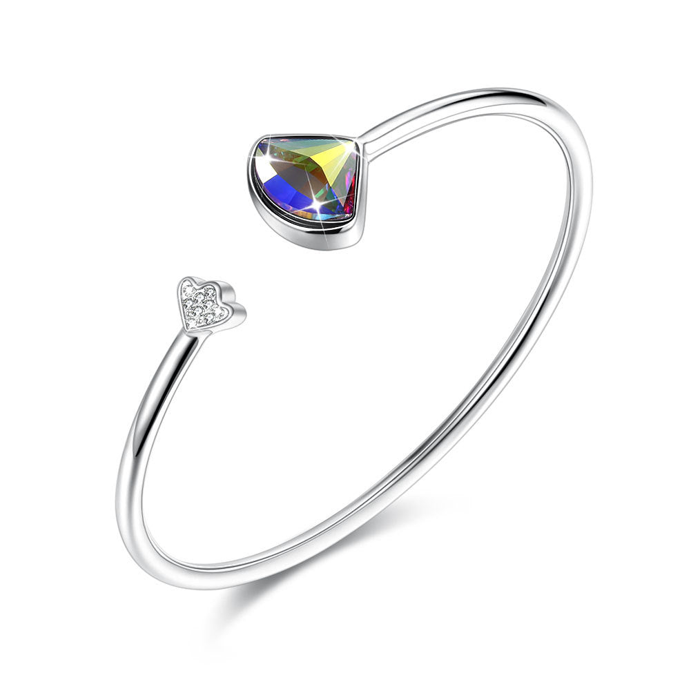 Austrian crystal s925 sterling silver bracelet female simple geometric bracelet