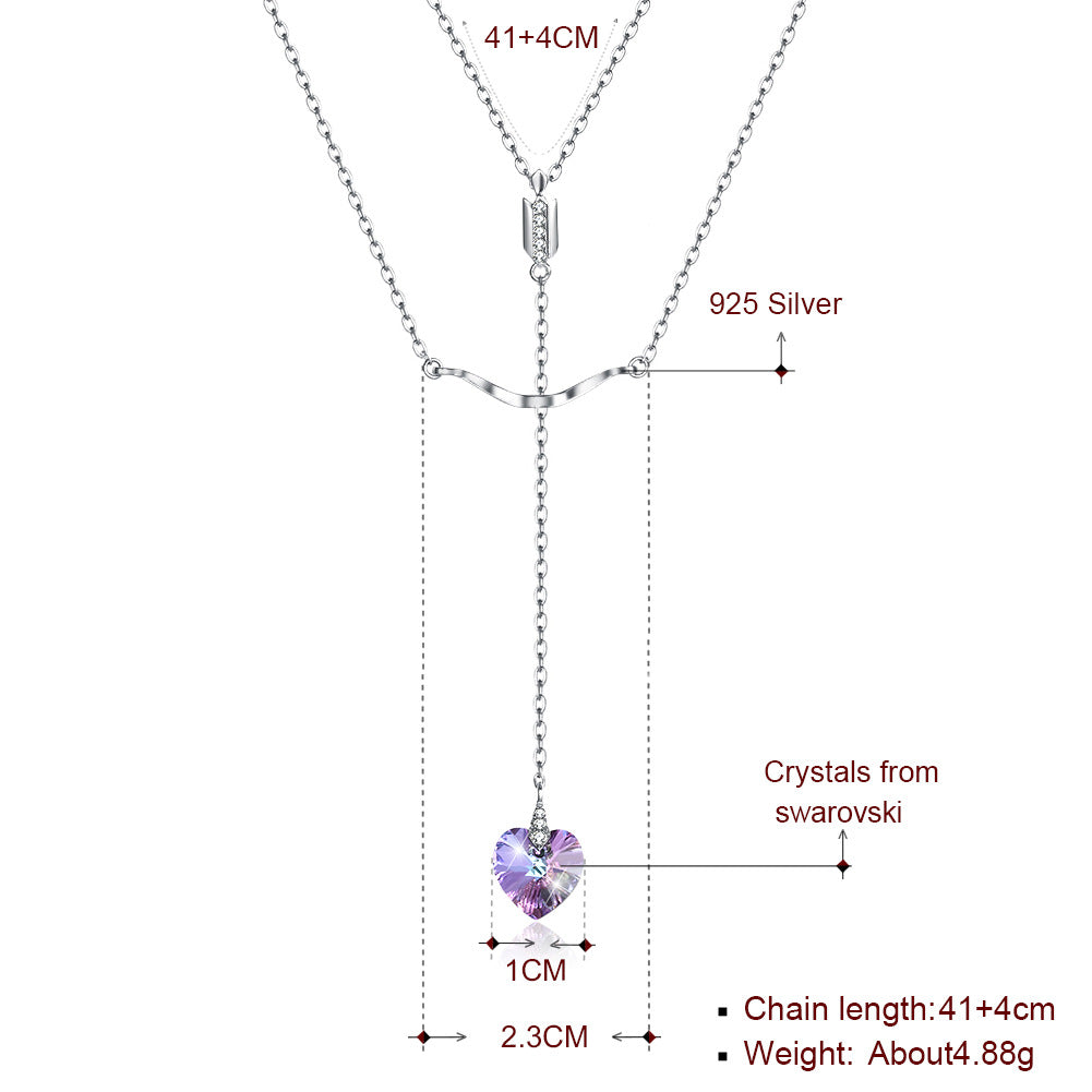 Austrian Crystal Necklace female S925 sterling silver personality geometry diamond pendant