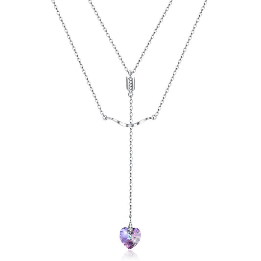 Austrian Crystal Necklace female S925 sterling silver personality geometry diamond pendant