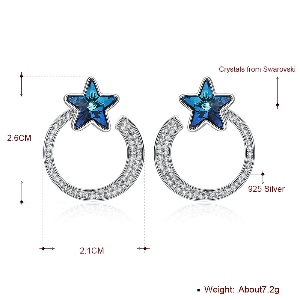 Fashion design new elegant star earrings s925 sterling silver earrings