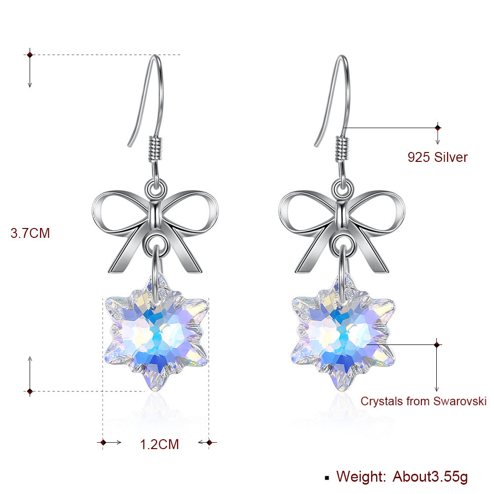 snowflake crystal earrings from Austria 925 sterling silver earrings