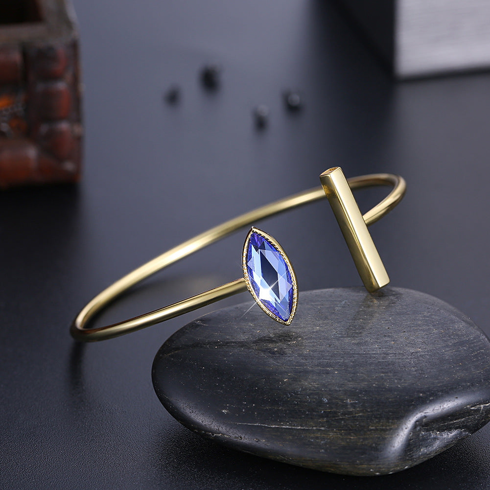 Austrian crystal s925 sterling silver open bracelet luxury jewelry