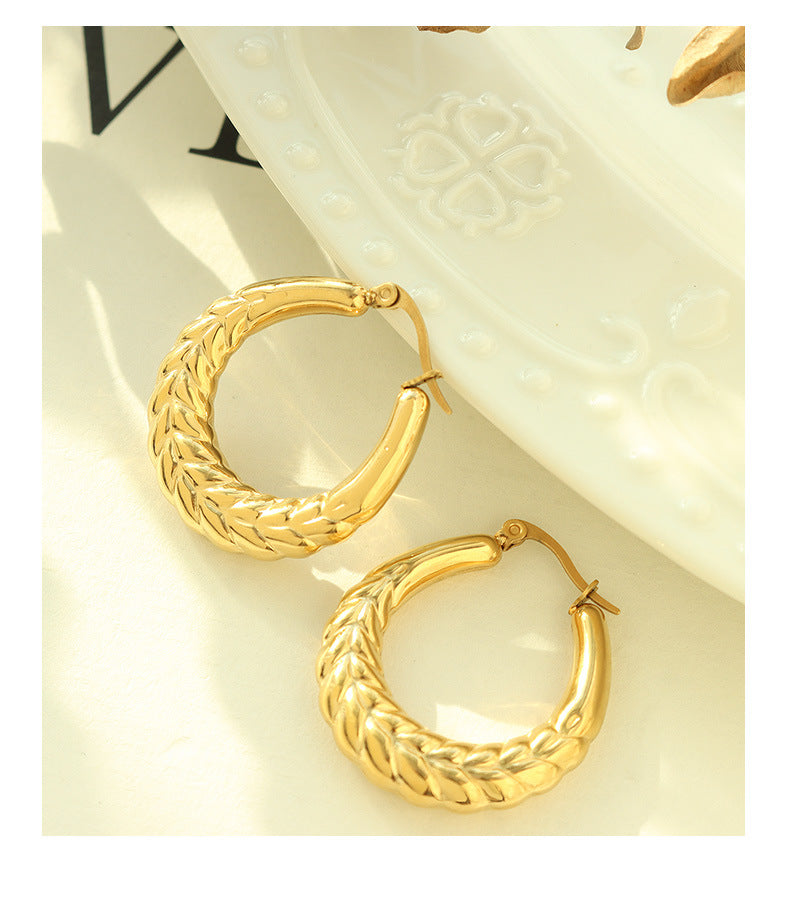 new U-shaped earrings hoops vintage 18K gold-plated stainless-steel earrings