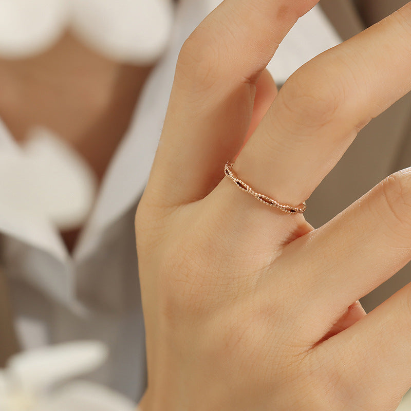 simple hollow ring index finger titanium steel plated with 18K gold ring