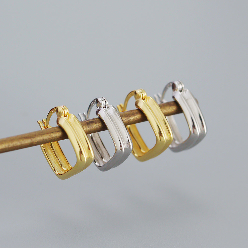 gold high-quality wholesale silver double square U shaped earrings female daily wear