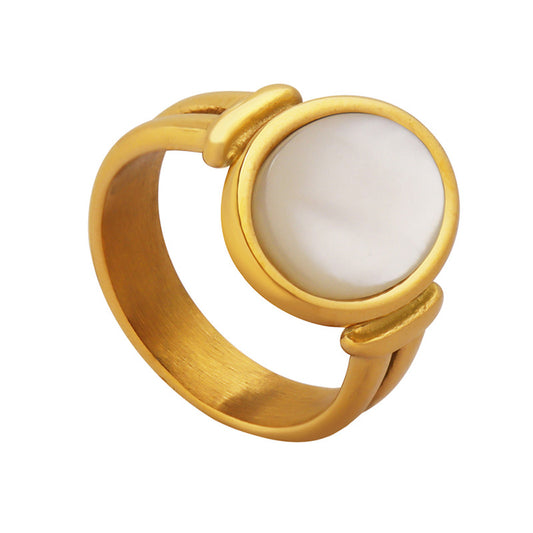 seashells charming ring plated with 18 real gold titanium steel
