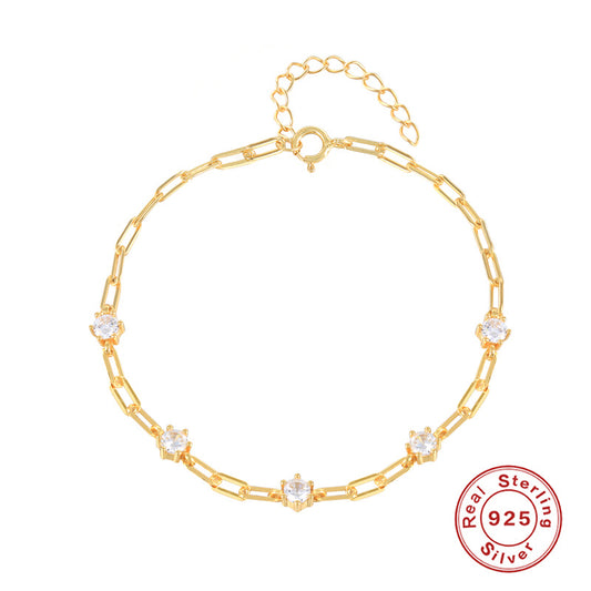 S925 sterling silver fashion diamond bracelet trend simple creative bracelet jewelry
