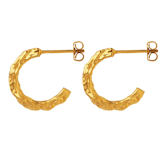 C-shaped women 18k plated titanium steel fadeless earrings hoops