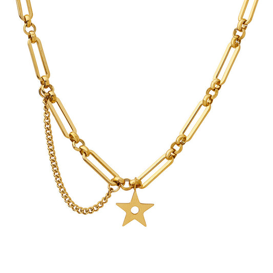 stars pendant necklace women's titanium steel gold-plated collar chain