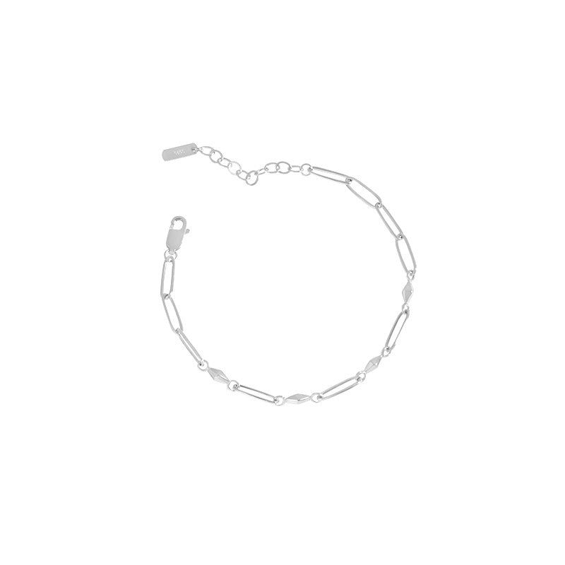 geometric diamond arc sterling silver S925 female fashion chain bracelet