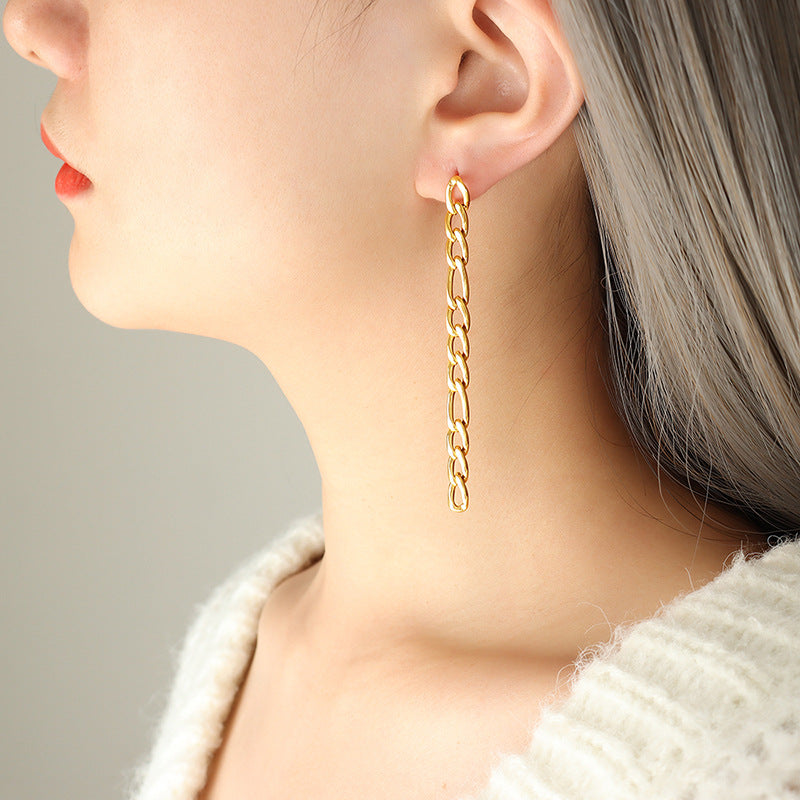 female fashion 18k gold plated chain earrings
