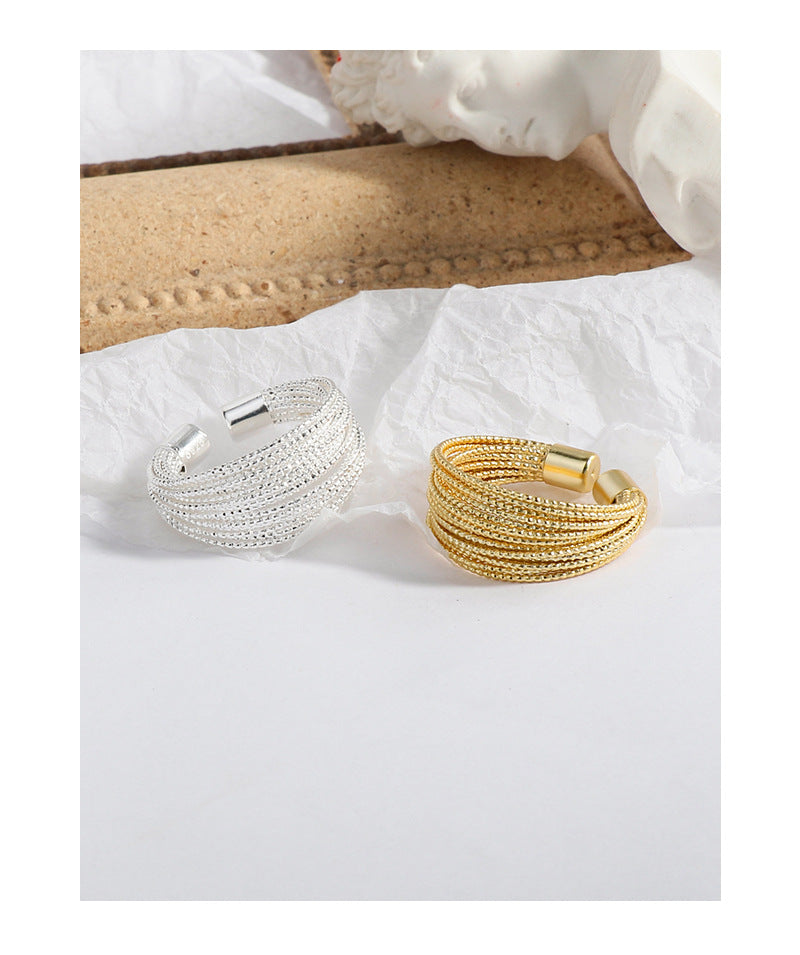 multi-layer silver rope ring sterling silver S925 female fashion golden jewelry