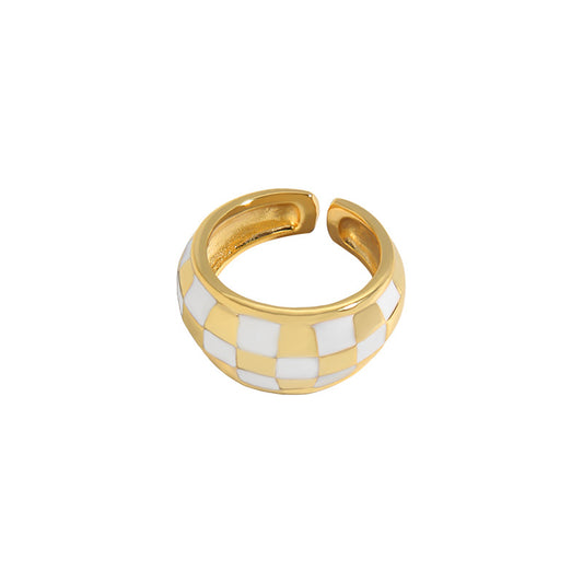 chessboard sterling silver S925 female fashion jump ring