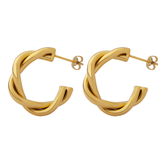 C-shaped earring hoops trend waterproof jewelry