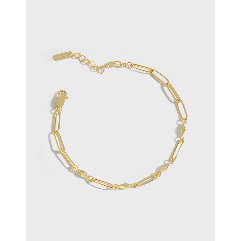geometric diamond arc sterling silver S925 female fashion chain bracelet