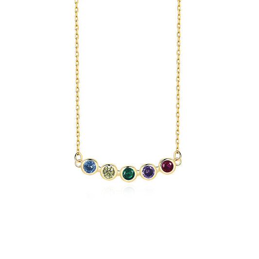 Round Rainbow Zirconia Necklace with Golden Collar Chain