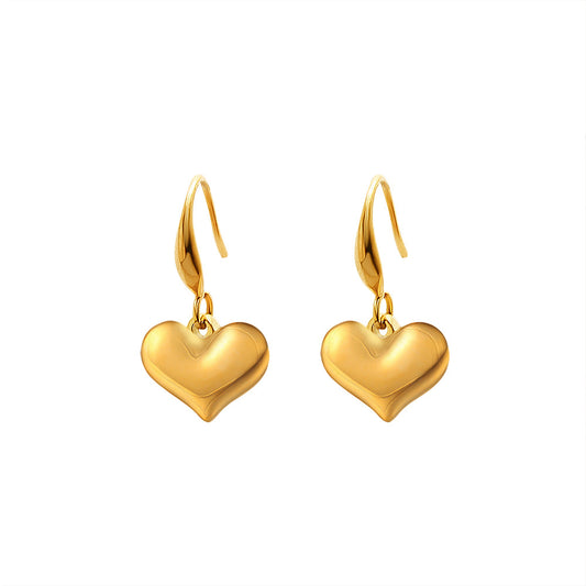 Heart Earrings dangle 18k gold-plated stainless-steel jewelry