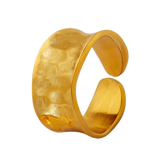 Handmade Ring Opening Design Titanium Steel Gold-plated Ring