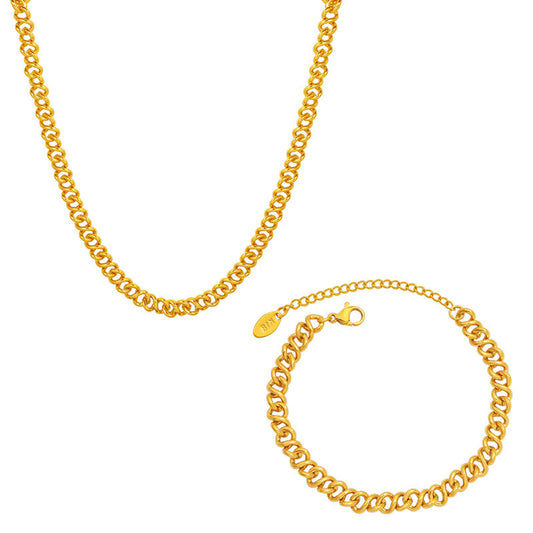 Hip Hop Popular Best Sale Bracelet Necklace Jewelry Set Gold Plated Jewelry