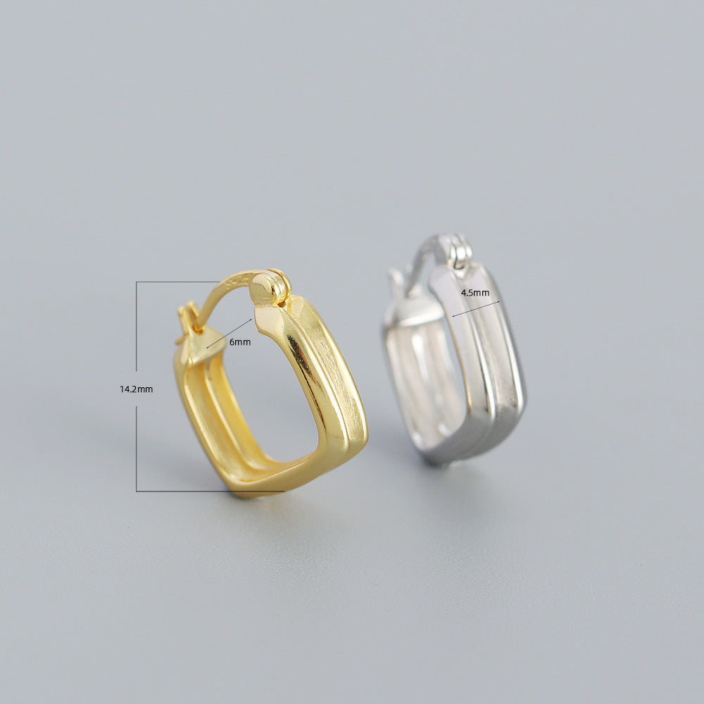 gold high-quality  wholesale silver double square U shaped earrings female daily wear