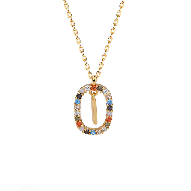 Initials Pendant Women's Light Luxury Color Zirconia Collar Chain