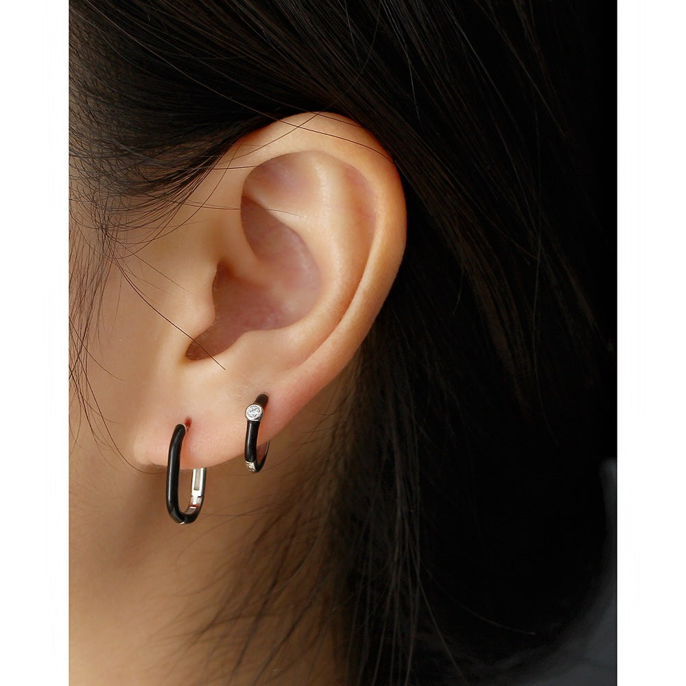 Enamel U-shaped hoops popular in Europe and America earrings women
