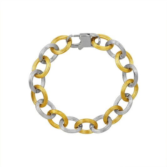luxury jewelry embossed earrings bracelet set mixture of 18K gold and steel plated jewelry set