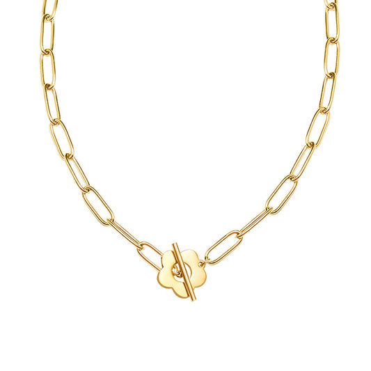 New Flower OT Buckle Design Necklace Women's 18K Gold Necklace Jewelry